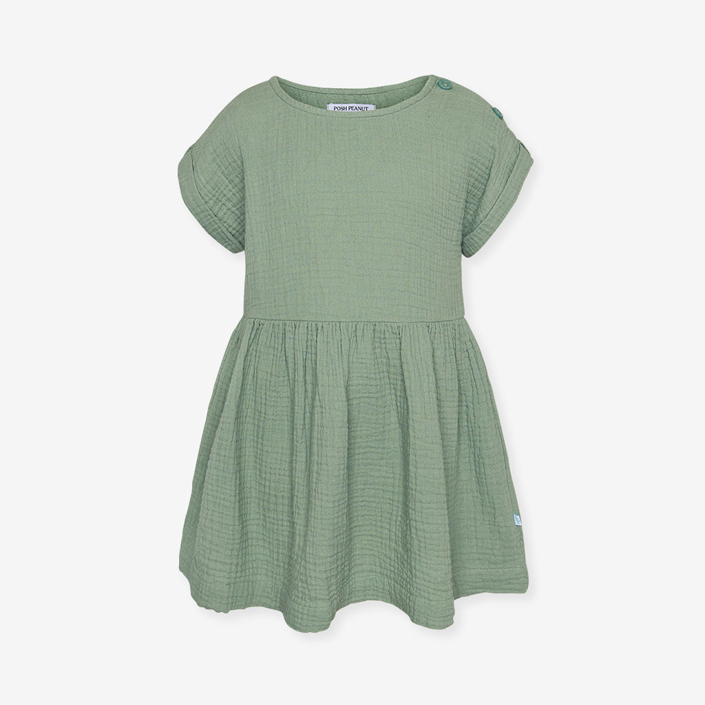 Soft Jade Cotton Crinkle Dress