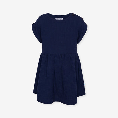 Varsity Navy Cotton Crinkle Dress