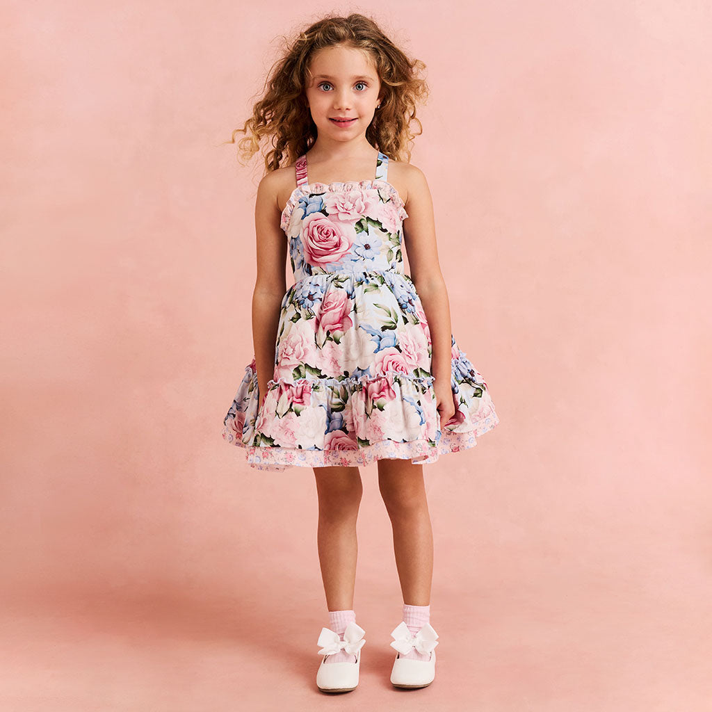 Marion Bamboo Challis Ruffled Bow Petticoat Dress