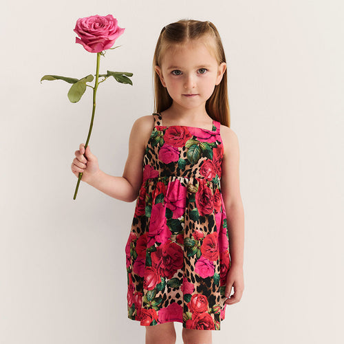 Wild Roses Bamboo Challis Tie Back Dress