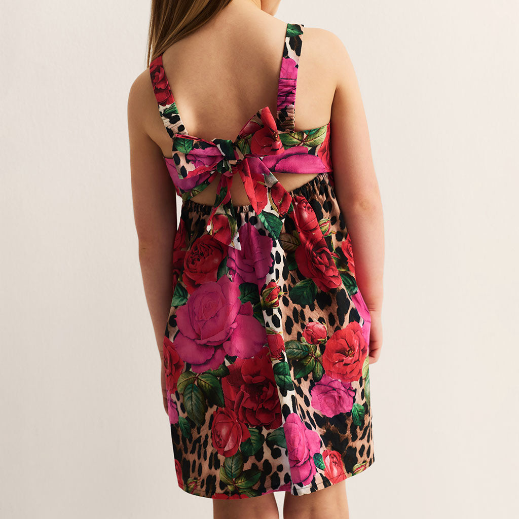 Wild Roses Bamboo Challis Tie Back Dress
