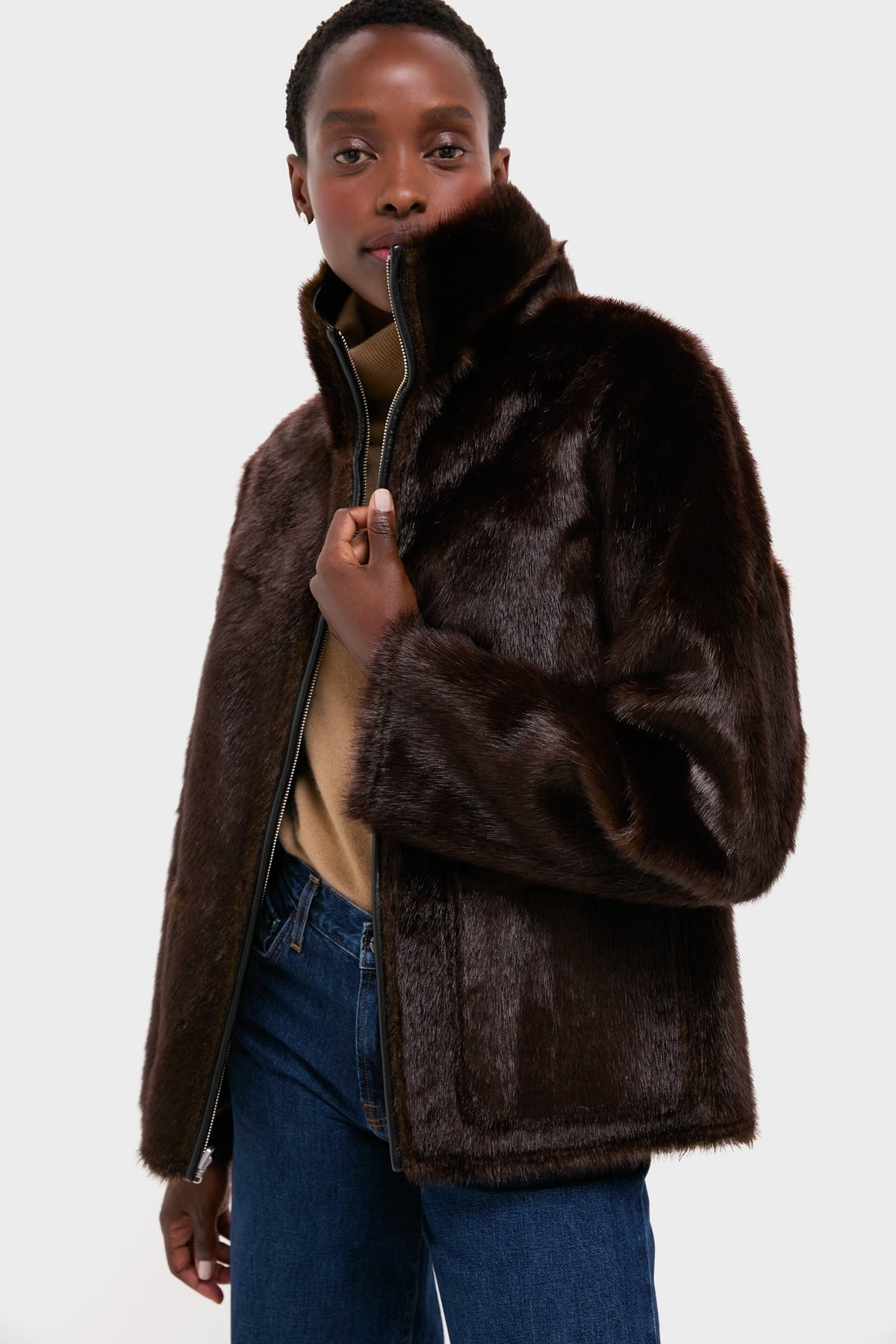Black and Brown Reversible Brella Jacket