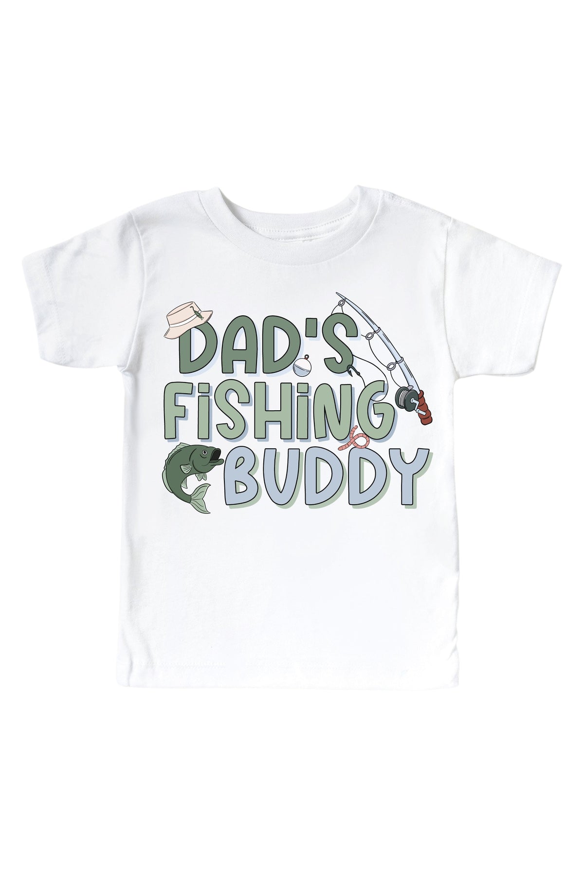 Dad's Fishing Buddy Graphic Bodysuit & Kids Tee | White