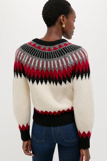 Authentic Cream Fairisle Multi Crewneck Sweater