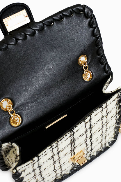 Black and White Tweed Marjorie Bag