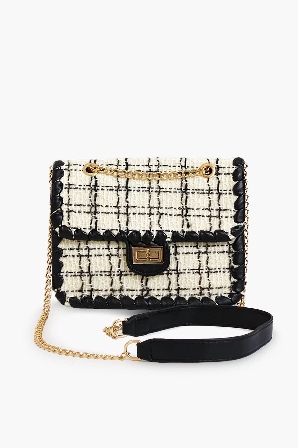 Black and White Tweed Marjorie Bag