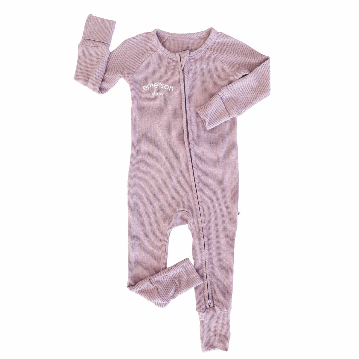 Embroidered Bamboo Waffle Convertible Zip Romper | Amethyst