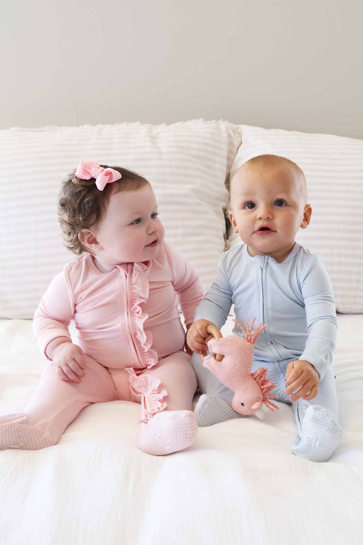 Baby Blue Bamboo Zipper Footie