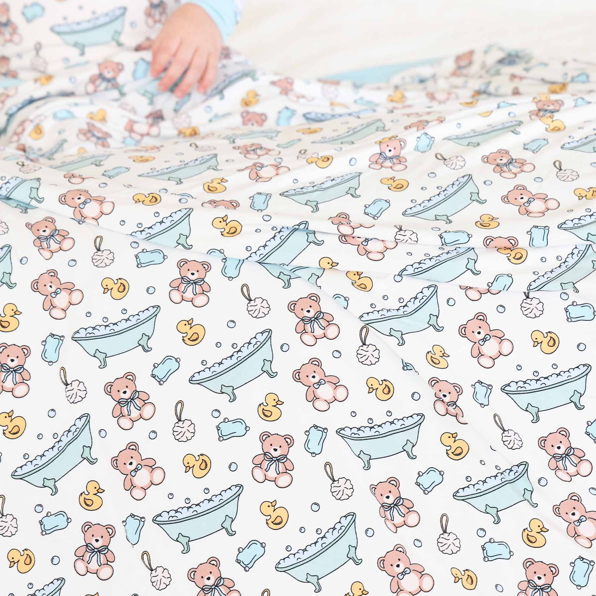 Bathtime Besties Double Sided Bamboo Blanket | Blue