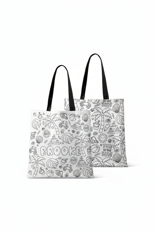 Colorable Personalized Tote Bags | Beach Bash