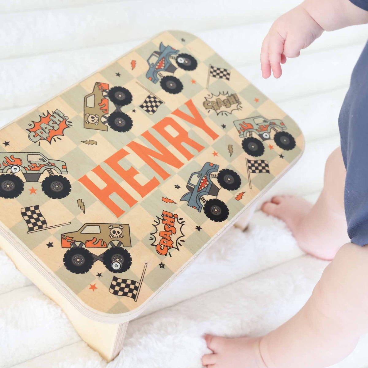 Kids Personalized Step Stool | Big Wheelin'
