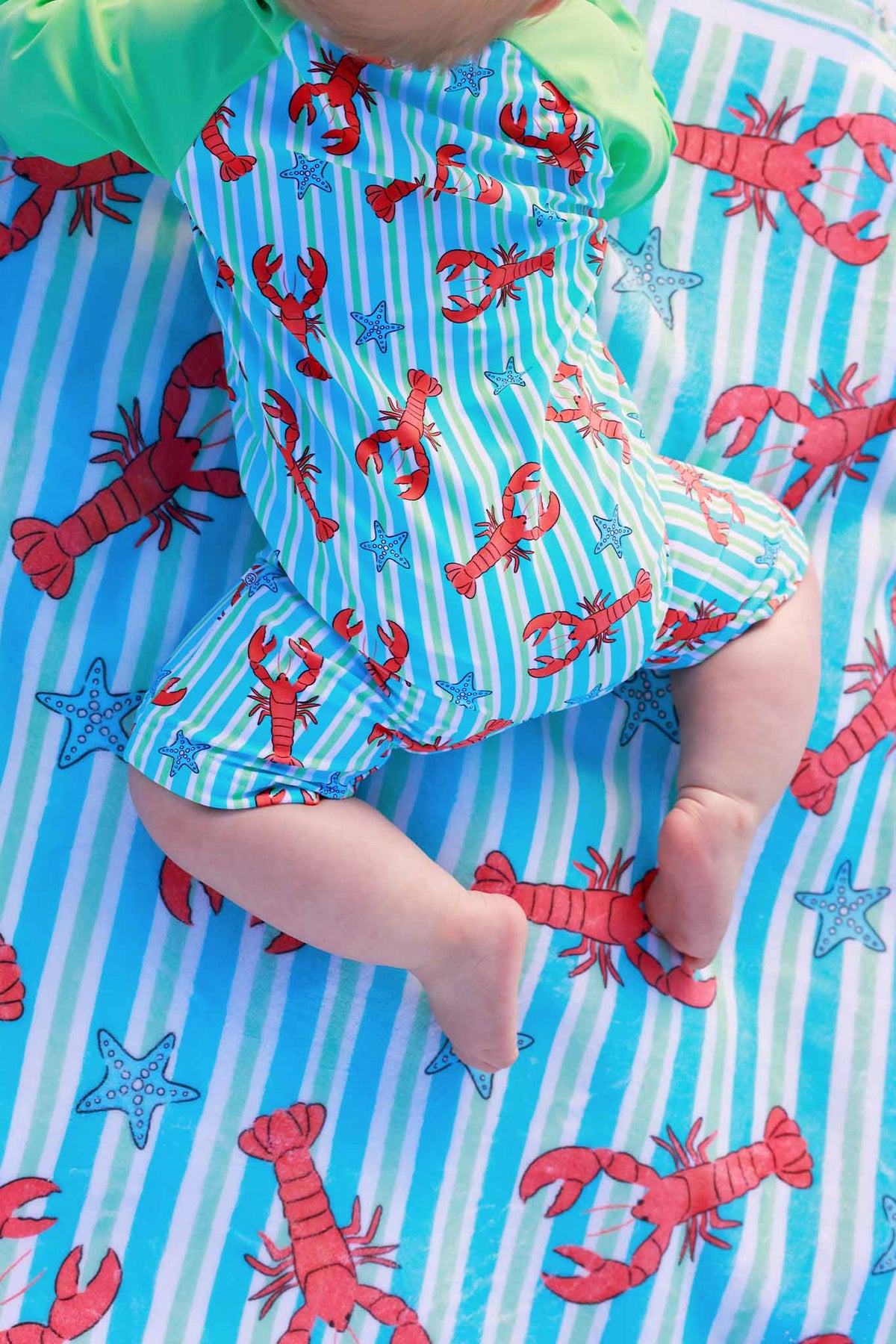 Long Sleeve Rash Guard Swim Romper Shortie | Pinch Me Blue