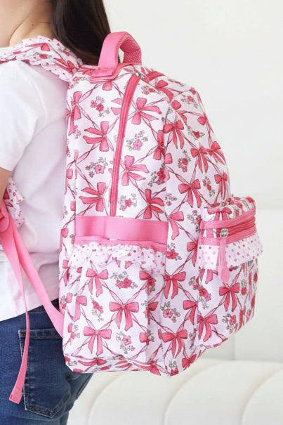 Kids Embroidered Ruffle Backpack | Bow Besties