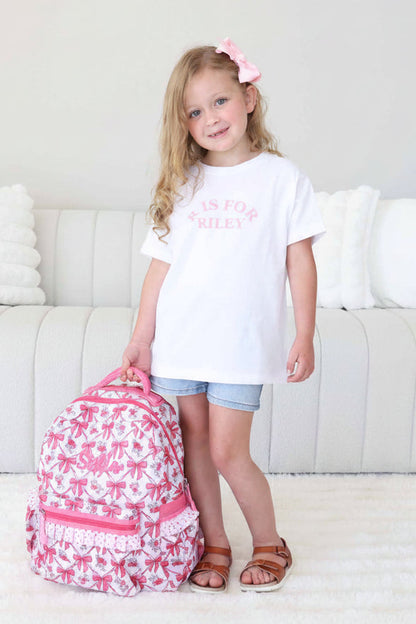 Kids Embroidered Ruffle Backpack | Bow Besties