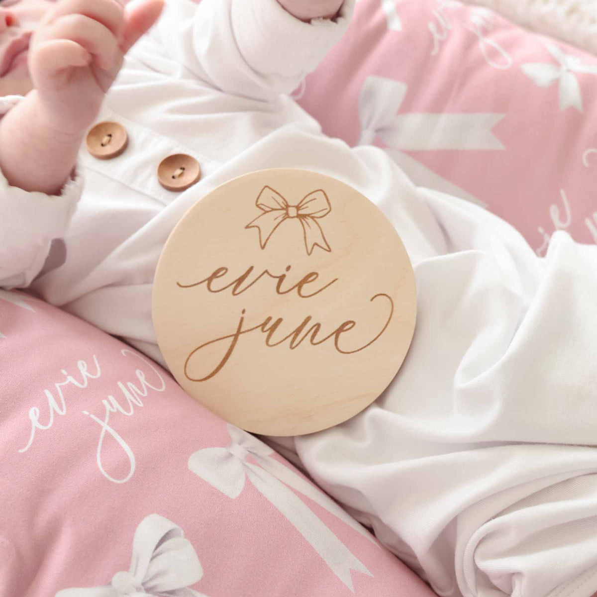 Personalized Baby Name Wood Announcement | Top Bow