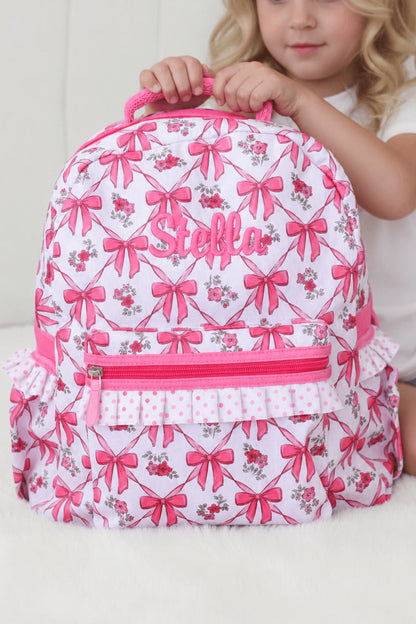 Kids Embroidered Ruffle Backpack | Bow Besties