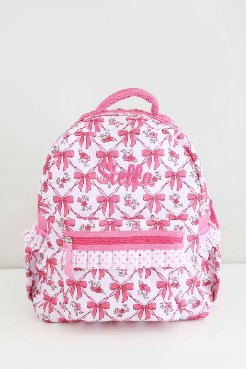 Kids Embroidered Ruffle Backpack | Bow Besties