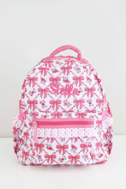 Kids Embroidered Ruffle Backpack | Bow Besties