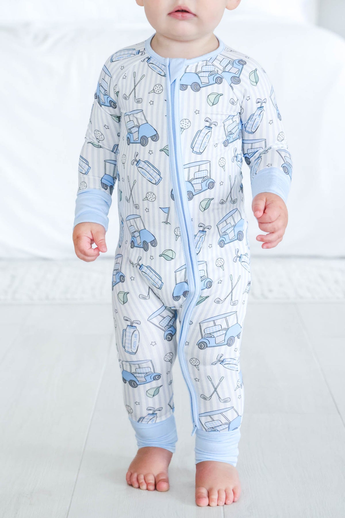 Convertible Bamboo Zip Romper | Caddie Crew Blue