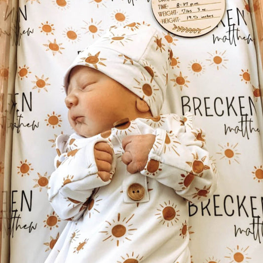 Desert Suns Personalized Baby Name Swaddle Blanket