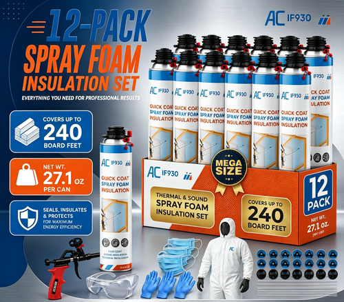 Complete Spray Foam Insulation Kit, Expanding Closed‑Cell Foam Set with Foam Gun & Safety Gear