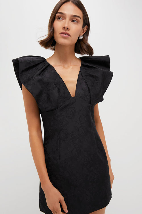 Black Jacquard Tanya Mini Dress