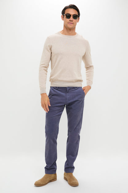 Blue Haze Superior Soft Corduroy Flat Front Trouser