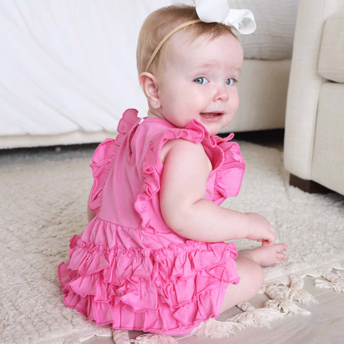 Embroidered Sleeveless Ruffle Bubble Romper