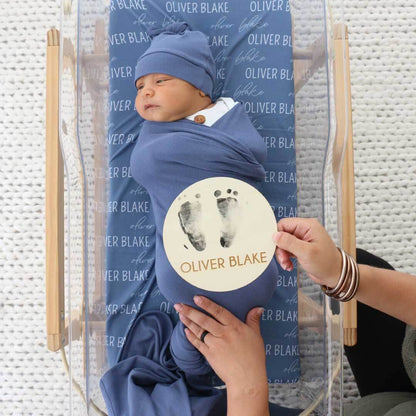 Personalized Baby Footprint Wood Announcement