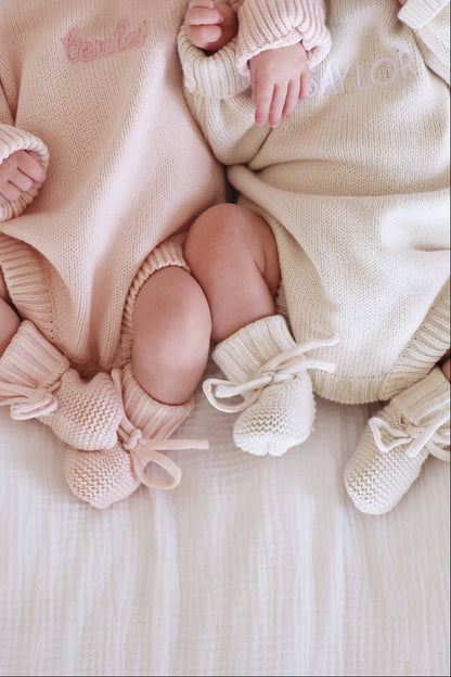 Knit Baby Booties | Tea Rose