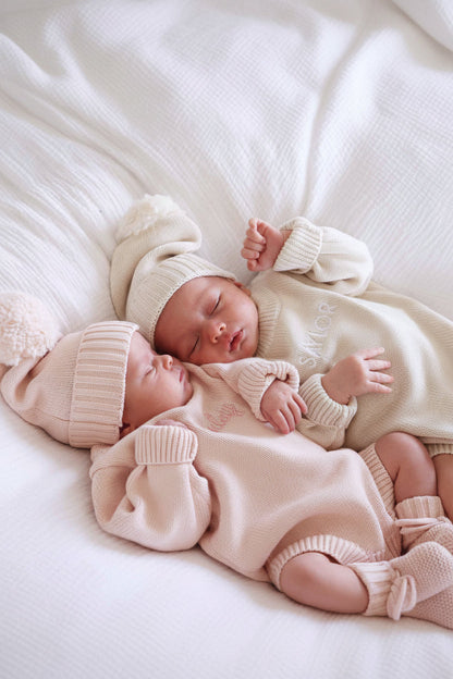 Embroidered Knit Sweater Bubble Romper | Ash