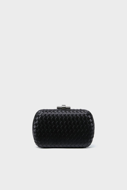 Black Evelyn Woven Clutch