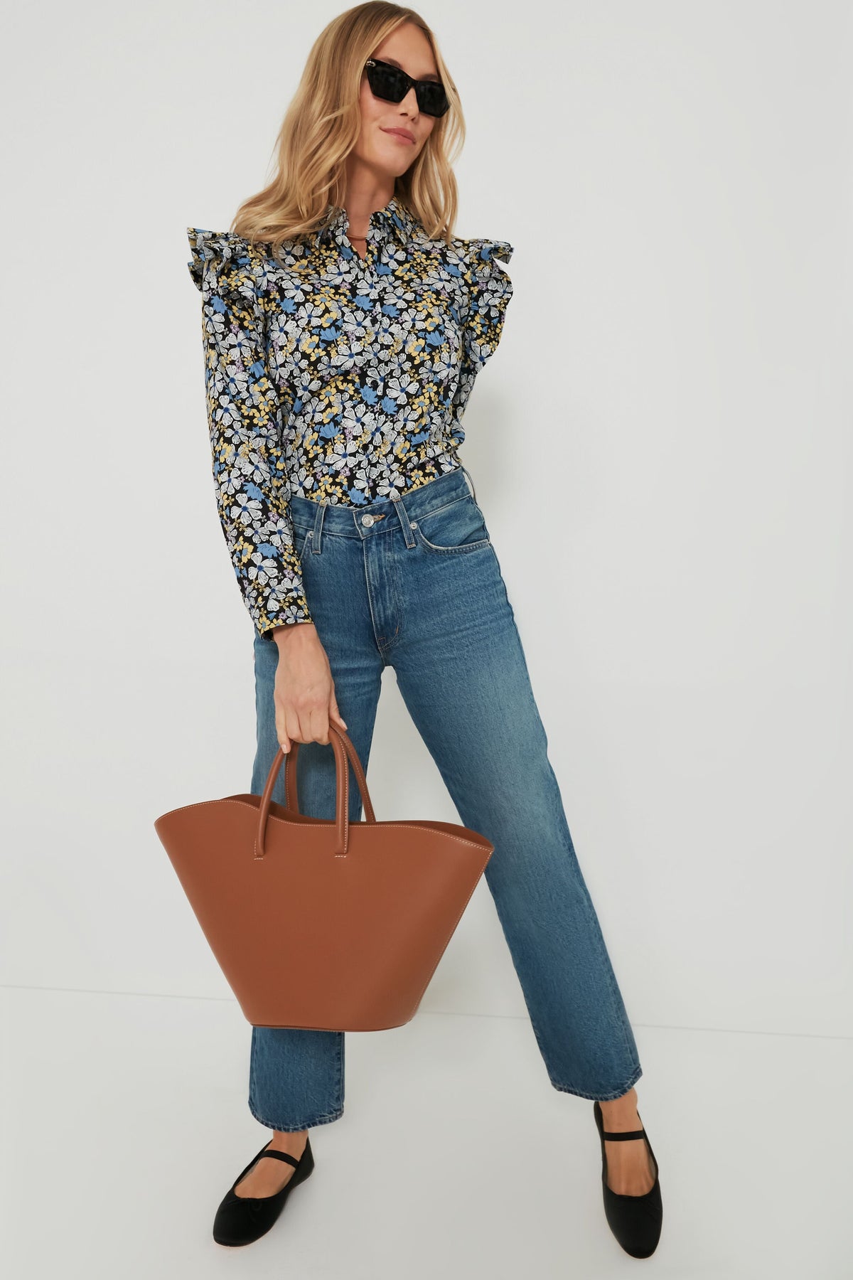 Blue & Yellow Floral Primrose Blouse