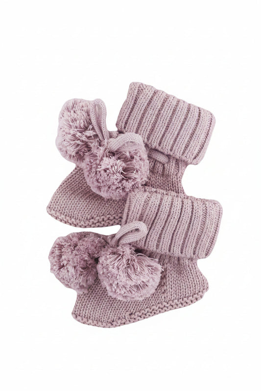 Knit Pom Pom Baby Booties | Iris