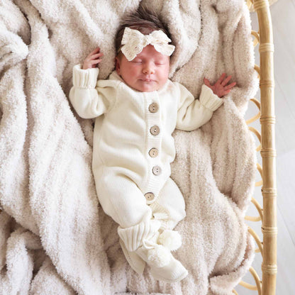 Knit Sweater Button Romper | Ivory