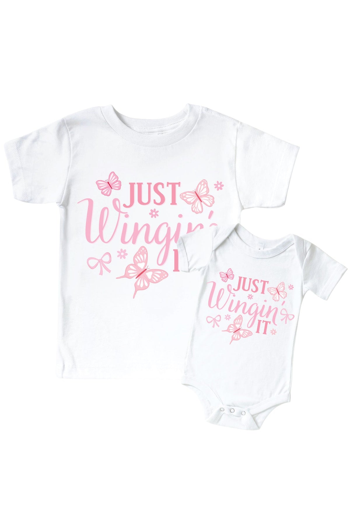 Just Wingin' It Graphic Bodysuit & Kids Tee | White