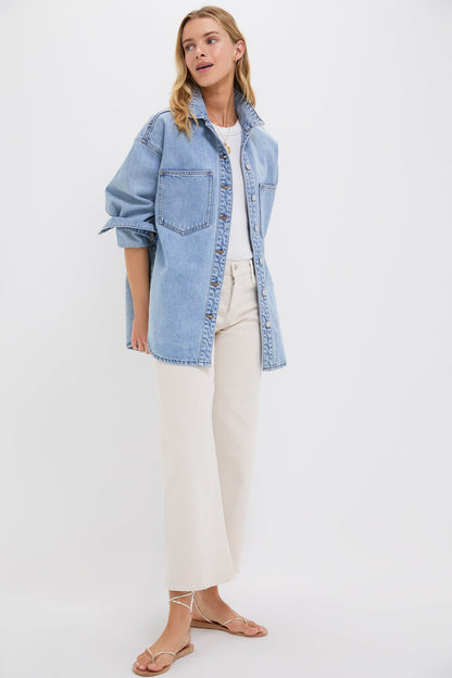 90s Blue Organic Denim Overshirt
