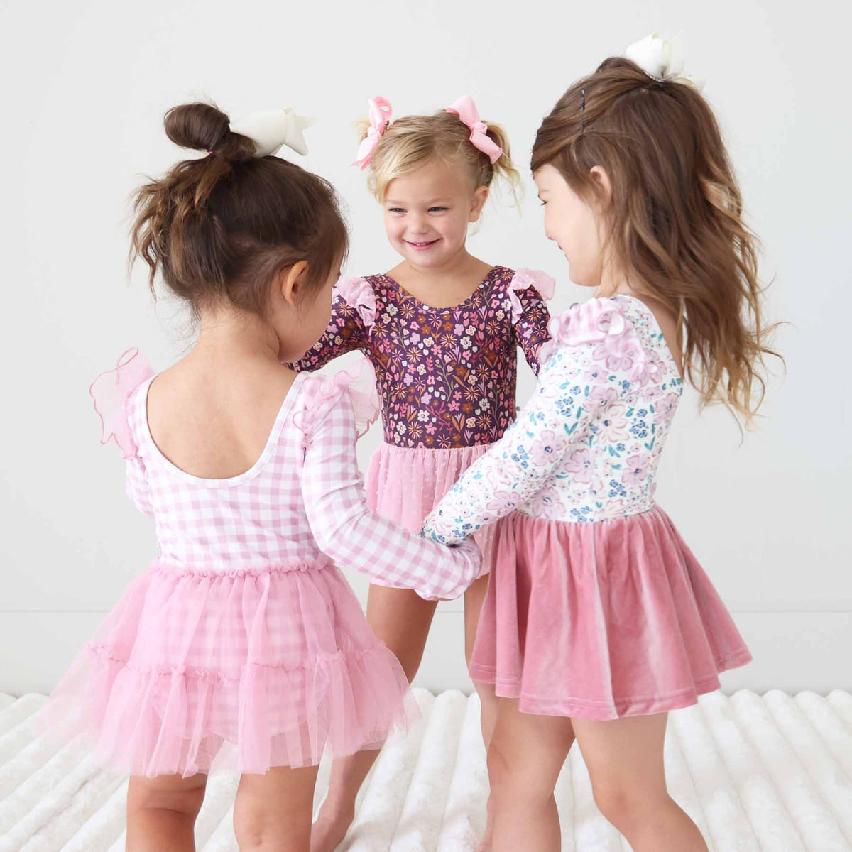 Long Sleeve Velvet Skirt Leotard | Mauve Meadow