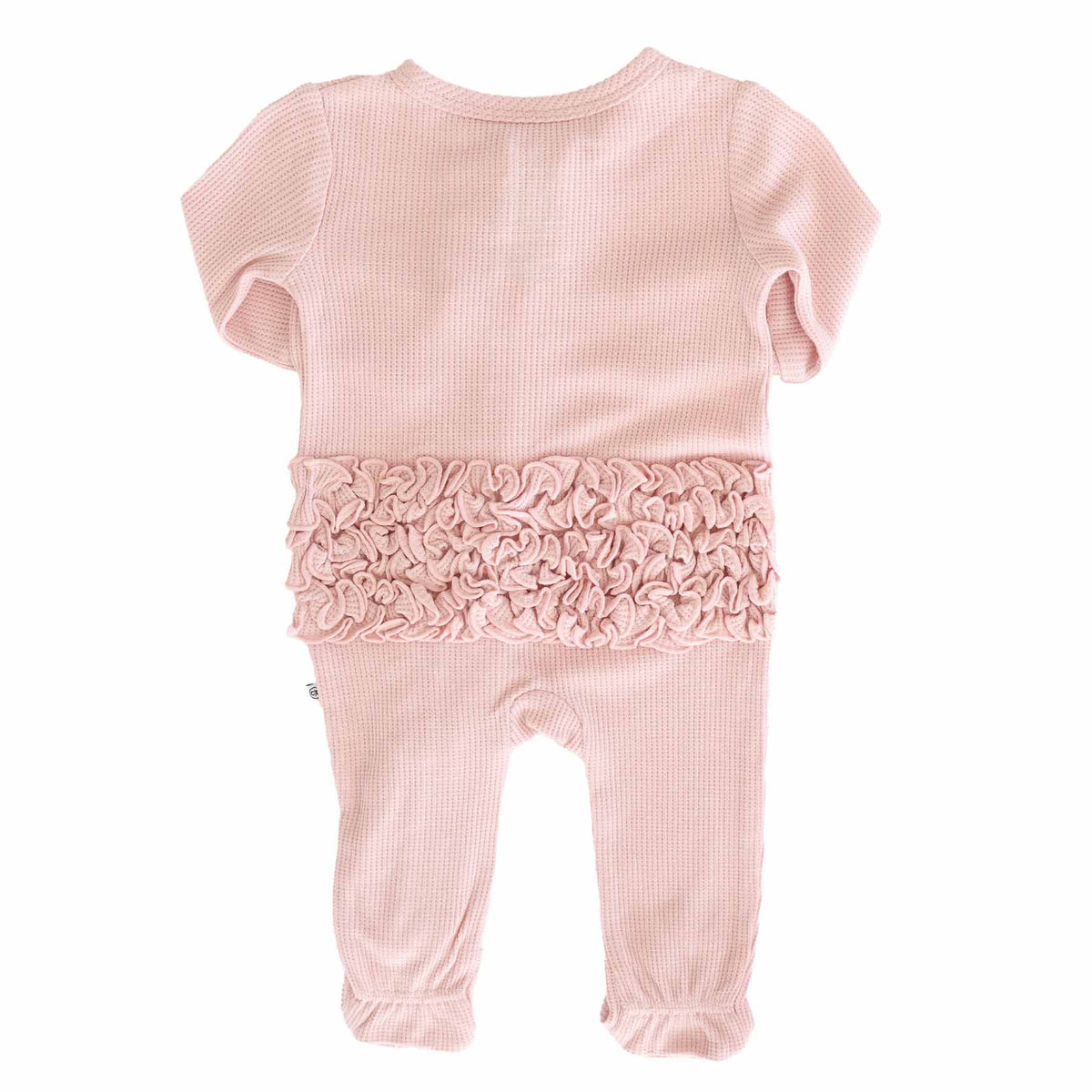 Embroidered Bamboo Waffle Zipper Ruffle Footie | Lotus