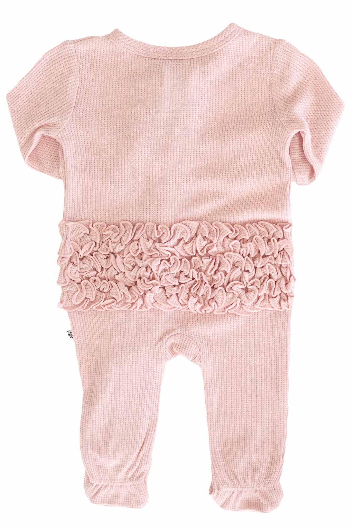 Embroidered Bamboo Waffle Zipper Ruffle Footie | Lotus