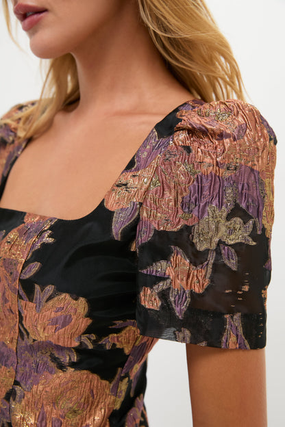 Black & Russet Jacquard Winthrop Mini Dress