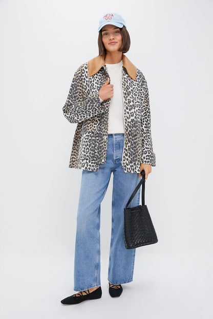 Almond Milk Printed Canvas Midi Jacket