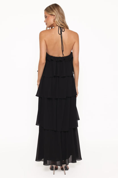 Chasity Halterneck Maxi Dress - Black