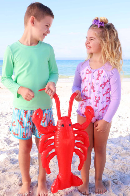Long Sleeve Rash Guard with Front Zipper | Pinch Me Pink