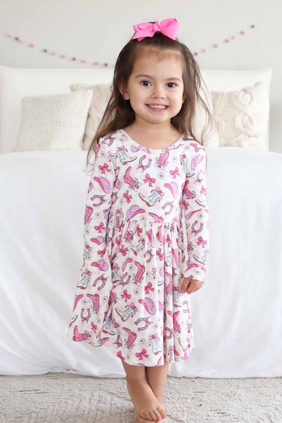 Girls' Long Sleeve Twirl Dress | Rodeo Dreams Pink