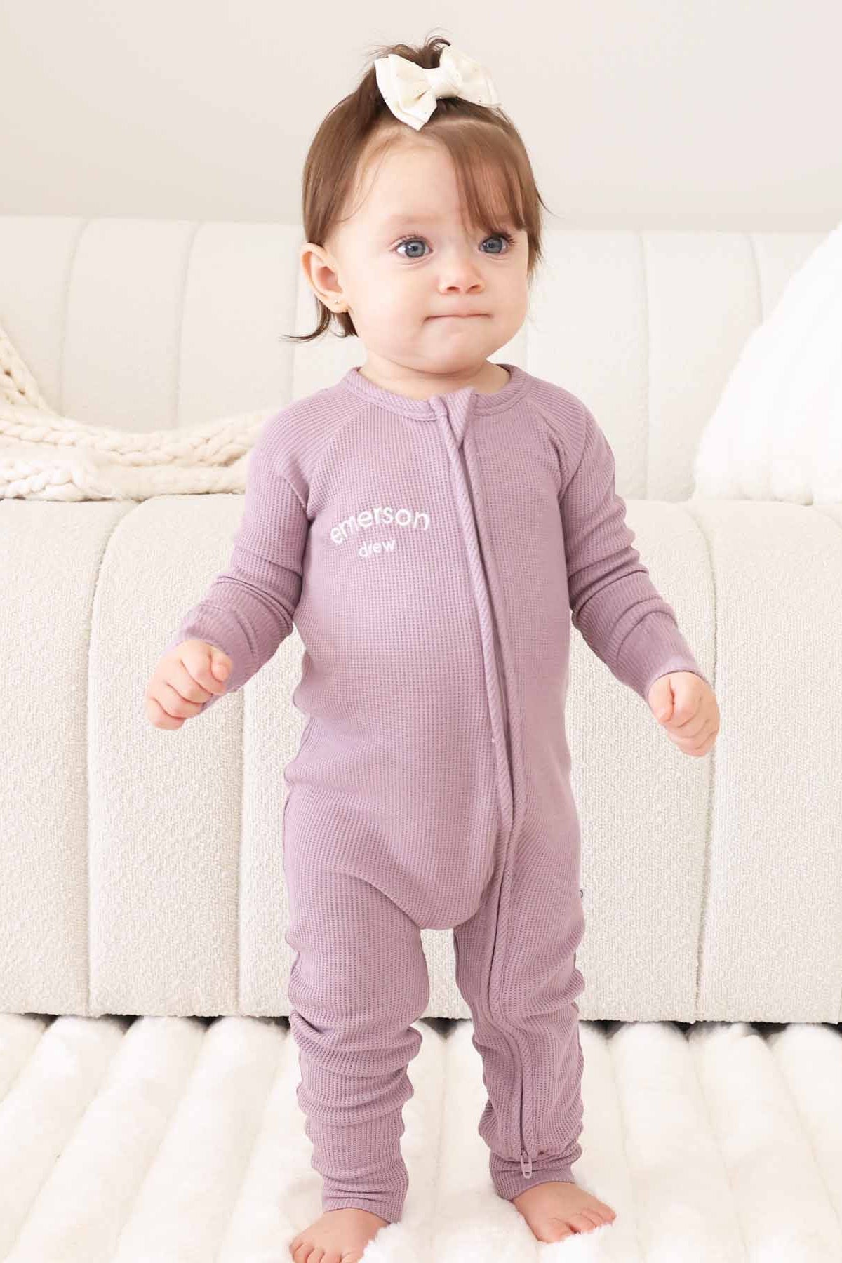 Embroidered Bamboo Waffle Convertible Zip Rompers | In Bloom