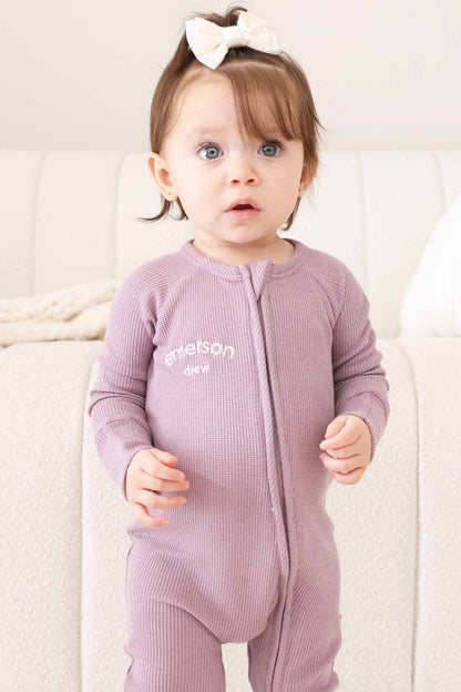 Embroidered Bamboo Waffle Convertible Zip Rompers | In Bloom