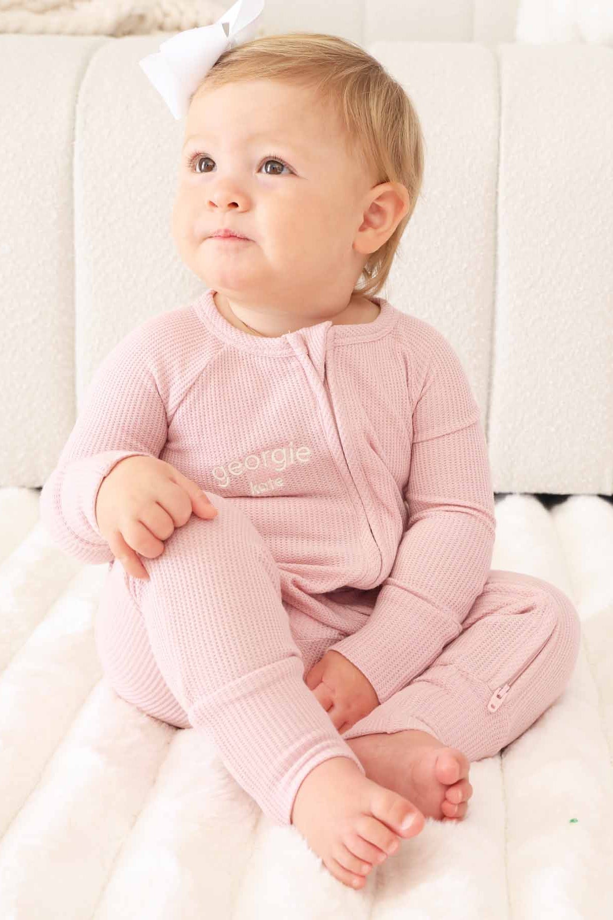 Embroidered Bamboo Waffle Convertible Zip Rompers | In Bloom