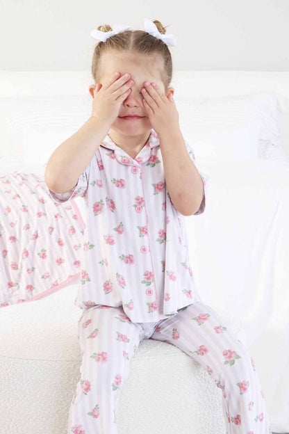 Girl's Two Piece Flare Lounge Set | Rosy & Cozy