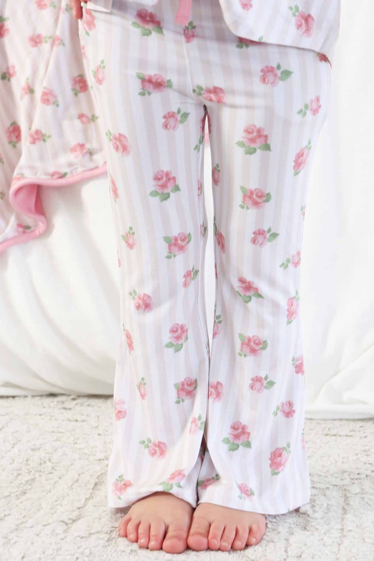 Girl's Two Piece Flare Lounge Set | Rosy & Cozy
